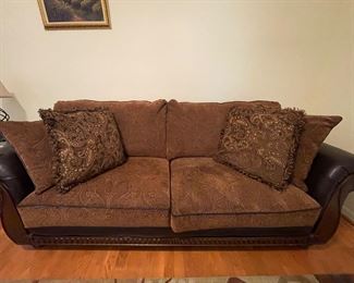 $275 - Sofa (some damage on arms) (measurements: 89" x 37" x 33")