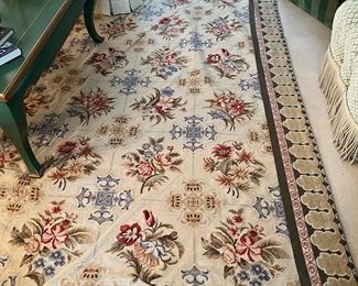 16. Floral Needlepoint Rug (127" x 74") (as is)