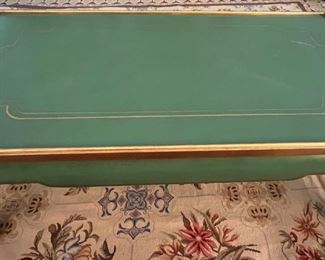 14. Green Painted Coffee Table w/ Gold Accent (48" x 25" x 19")