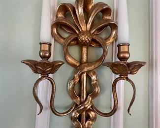 24. Pair of Gilt Two Candle Sconces (10" x 15" x 18")