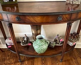 33. Demilune Console Table w/ One Drawer (54" x 18" x 34") (as is)