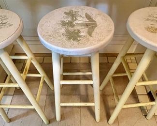 45. Set of 3 Painted Stools (29")