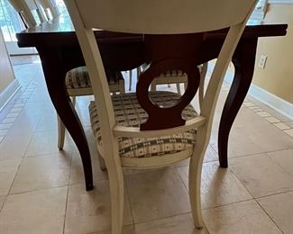 49. Set of 8 Two Tone Dining Chairs 2 Arm (24" x 21" x 37") 6 Side (18" x 20" x 37")