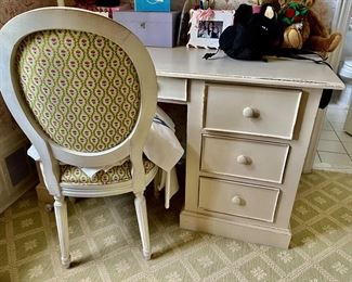76. 4 Drawer Painted Desk and Chair