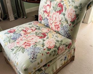 25. Floral Upholstered Slipper Chair