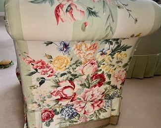 25. Floral Upholstered Slipper Chair