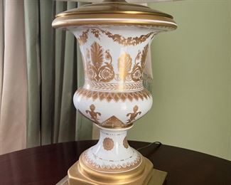 125. Hand Painted White and Gold Table Lamp