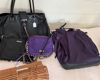 Burberry Black Leather Handbag, Rebecca Minkoff Purple Purse, Todd Black Leather Handbag