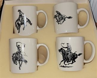 Boxed Set of 4 Vintage Marlboro Man Cowboy Coffee Mugs