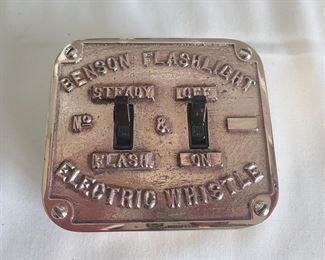 brass plate from a steam ship whistle 