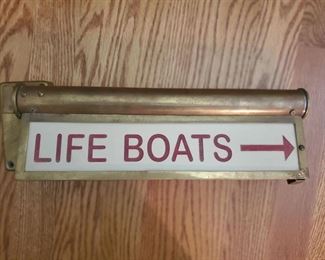 Brass life boat sign 
