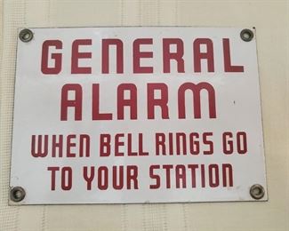 vintage porcelain general alarm sign 