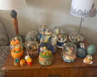 Snow Globes snoopy , teddies, halloween and Christmas 