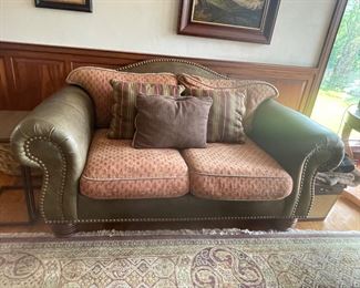 Carol Hicks Bolton for EJ Victor Leather and Fabric Love Seat. 63"L $2,300