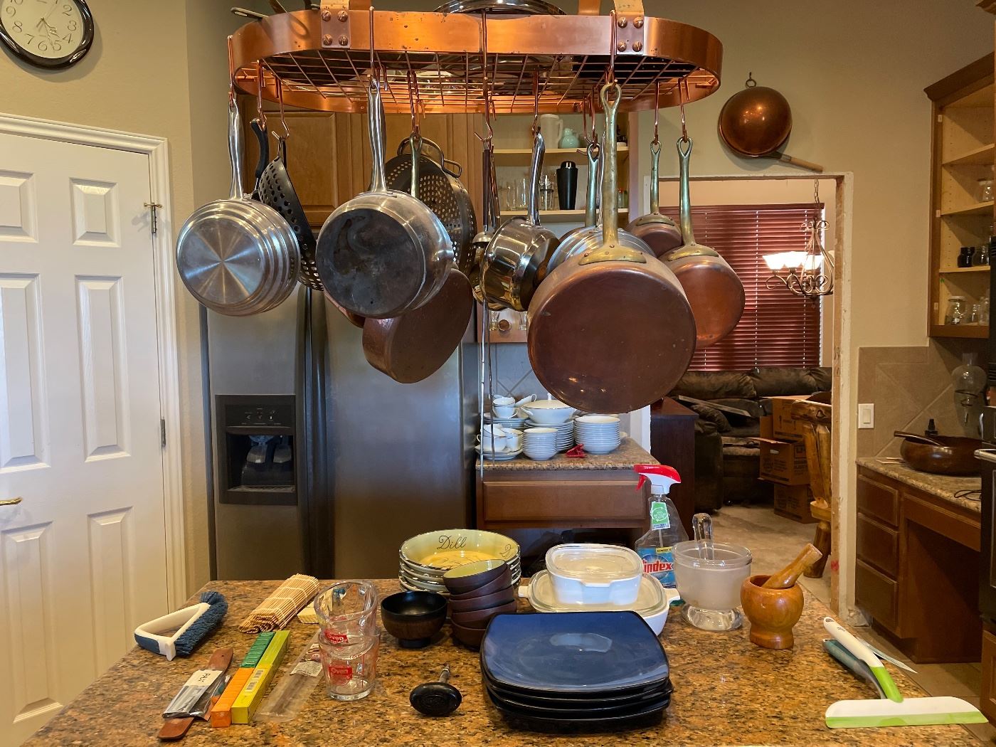 Copper Cookware, Plates, knives, pots and pans