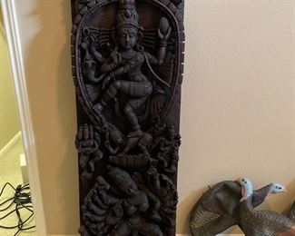 India art work, hunting turkeys