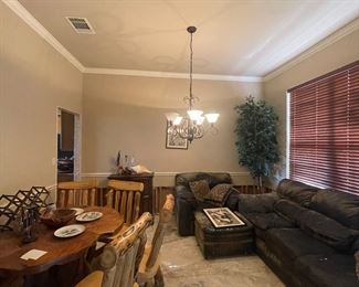 Sofa, dinning room table, custom table and chairs