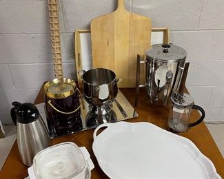 Assorted items for serving and entertaining
