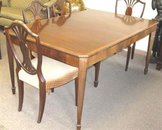 Banded edge dining table with six chairs 