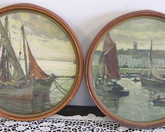 Pair of Round Nautical Prints