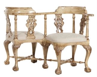 Chippendale Style 2 Seat Conversation Chair