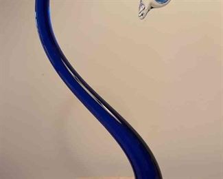 01 Vintage 1970s Murano Hand Blown Cobalt Blue Art Glass Swan