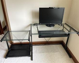 ASUS Computer Monitor With Webcam, Set Of 2 Glass Top Desks