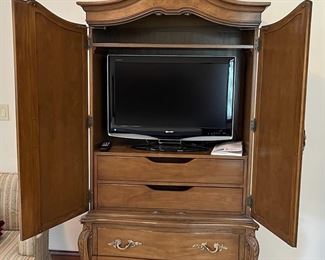 Drawer Karges Wooden Armoire, With Sharp TV Remote