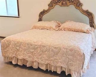 King Size Bed WHeadboard, Comforter And Sheets