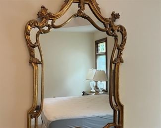 Large Wall Mirror With Brass Frame, 55in X 32in