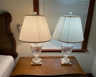 Set Of 2 Crystal Glass Lamps, 32in Tall Both Working