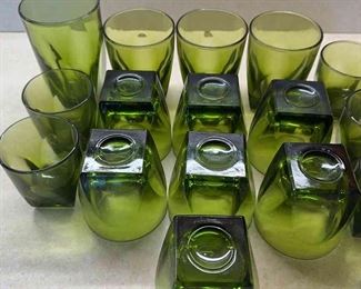 Vintage Atlas Colony Green Glass Set 17 Pieces