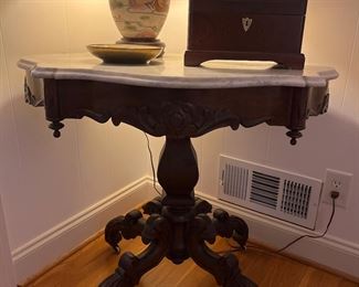 antique Victorian table with marble top