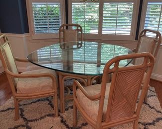 Glass and bamboo table and chairs