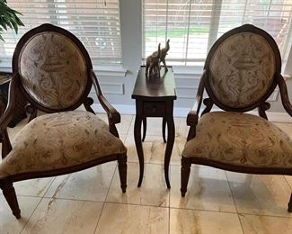 Stately large chairs and HOOKER side table
