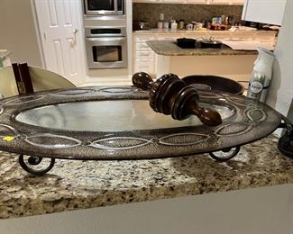 Gorgeous large glass tray with stand
