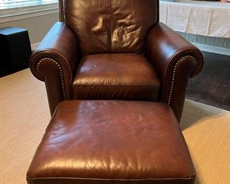 Tasteful leather chair and ottoman-in super condition