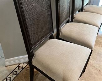 Shows the side view of Restoration Hardware kitchen chairs