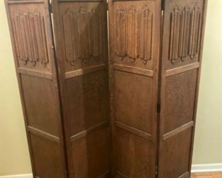 antique oak room divider / screen - very well maintained 