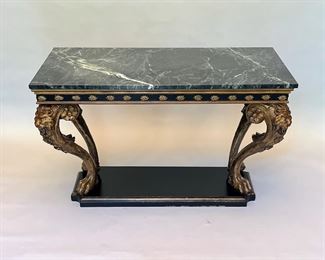 Classical Style Giltwood Console, With Green Marble Top, 20th Century