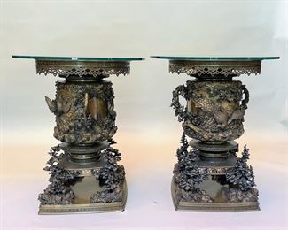 Pair 19th Century Japanese Planters Used As Side Tables