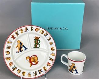 Tiffany & Co. Alphabet Bears Pattern Childs Mug And Plate, 1994