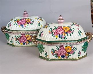 Pair Of Covered Dishes By United Wilson, Hong Kong, 1987