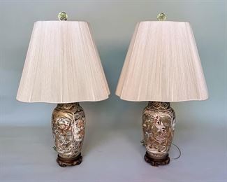 Pair Of Japanese Satsuma Vases, Now As Table Lamps