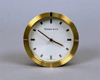 Tiffany & Co Round Brass Desk Clock