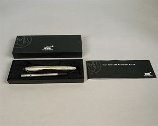 Sterling Silver Mont Blanc Fountainpen With Original Box, C. Late 20th Century