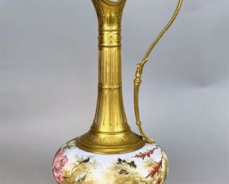 Royal Bonn Porcelain And Gilt Metal Scenic Ewer, Germany