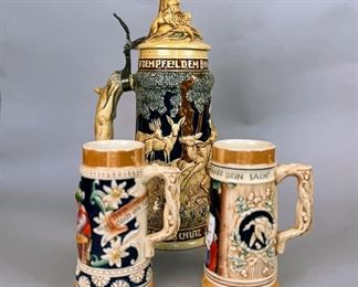 Three Vintage German Beer Steins, C. 1949-1990