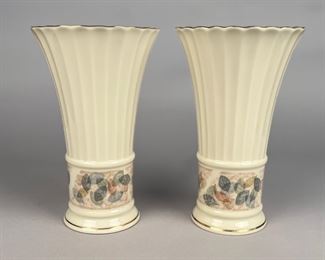 Pair Of Lenox Vases, Nature's Impressions