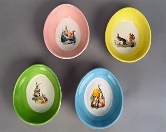 Set Of Four Williams & Sonoma Easter Egg Shaped Candy Dishes
